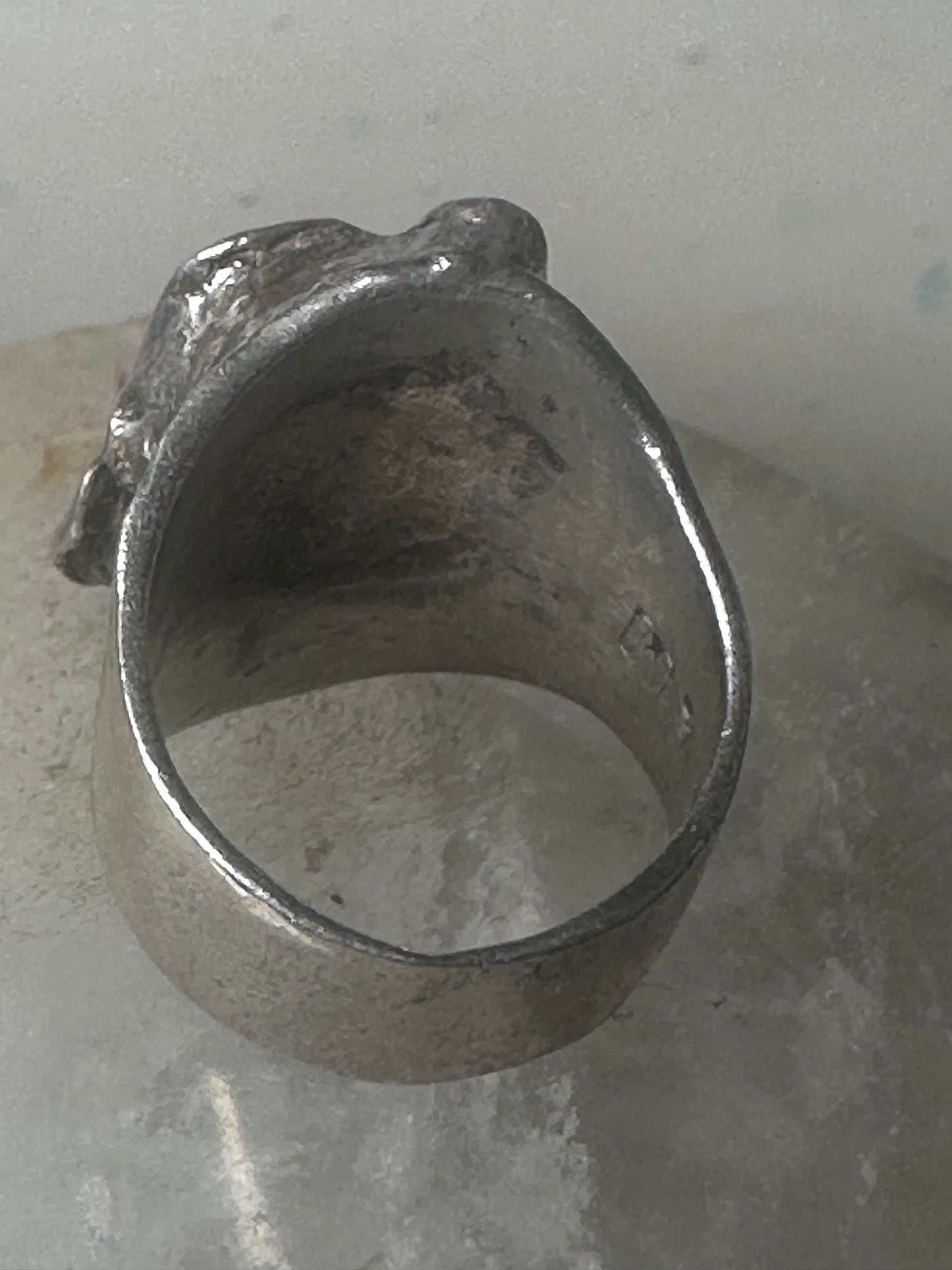 Face ring sterling silver pinky brutalist band size 4.75 women girls