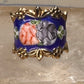 Guilloche ring rose flowers blue pinky band size 4.75 sterling silver women