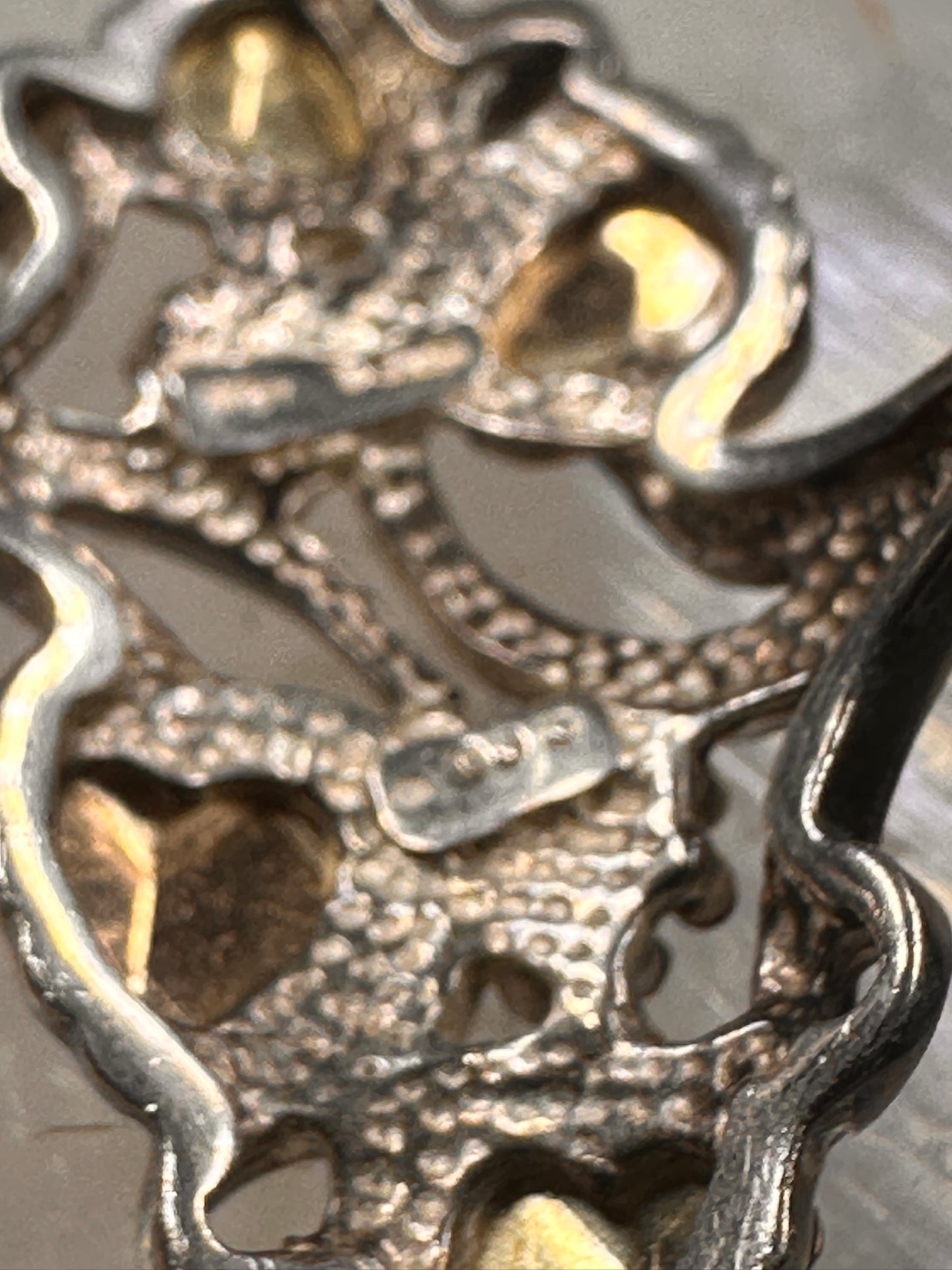 Black Hills Gold ring long floral band size 7.75 sterling silver women