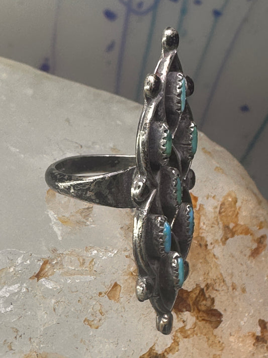 Turquoise ring Zuni size 3 petite point sterling silver women girl