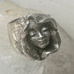 Face ring sterling silver pinky brutalist band size 4.75 women girls