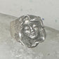 Face ring sterling silver pinky brutalist band size 4.75 women girls
