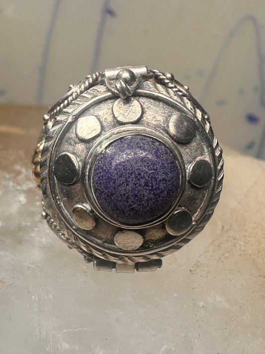 Poison ring Boho Lapis ? band size 9 sterling silver women