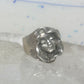 Face ring sterling silver pinky brutalist band size 4.75 women girls