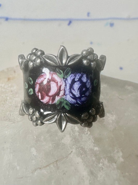 Guilloche ring size 4.75 floral ESPO sterling silver band women girls