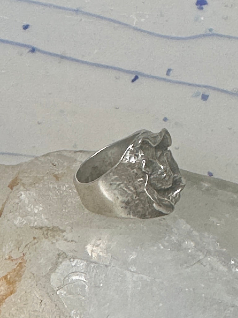 Face ring sterling silver pinky brutalist band size 4.75 women girls