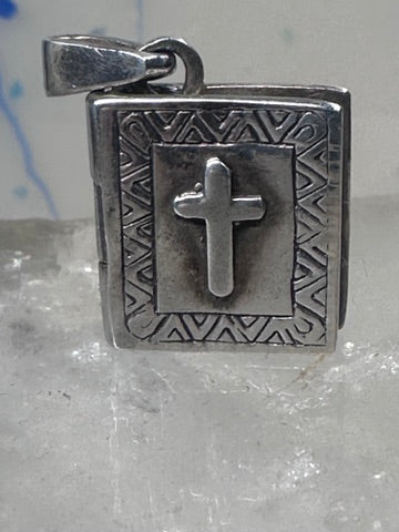 Book Photo Locket charm cross pendant sterling silver women girls