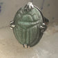 Scarab ring  carved stone adjustable size 8.75 sterling silver women