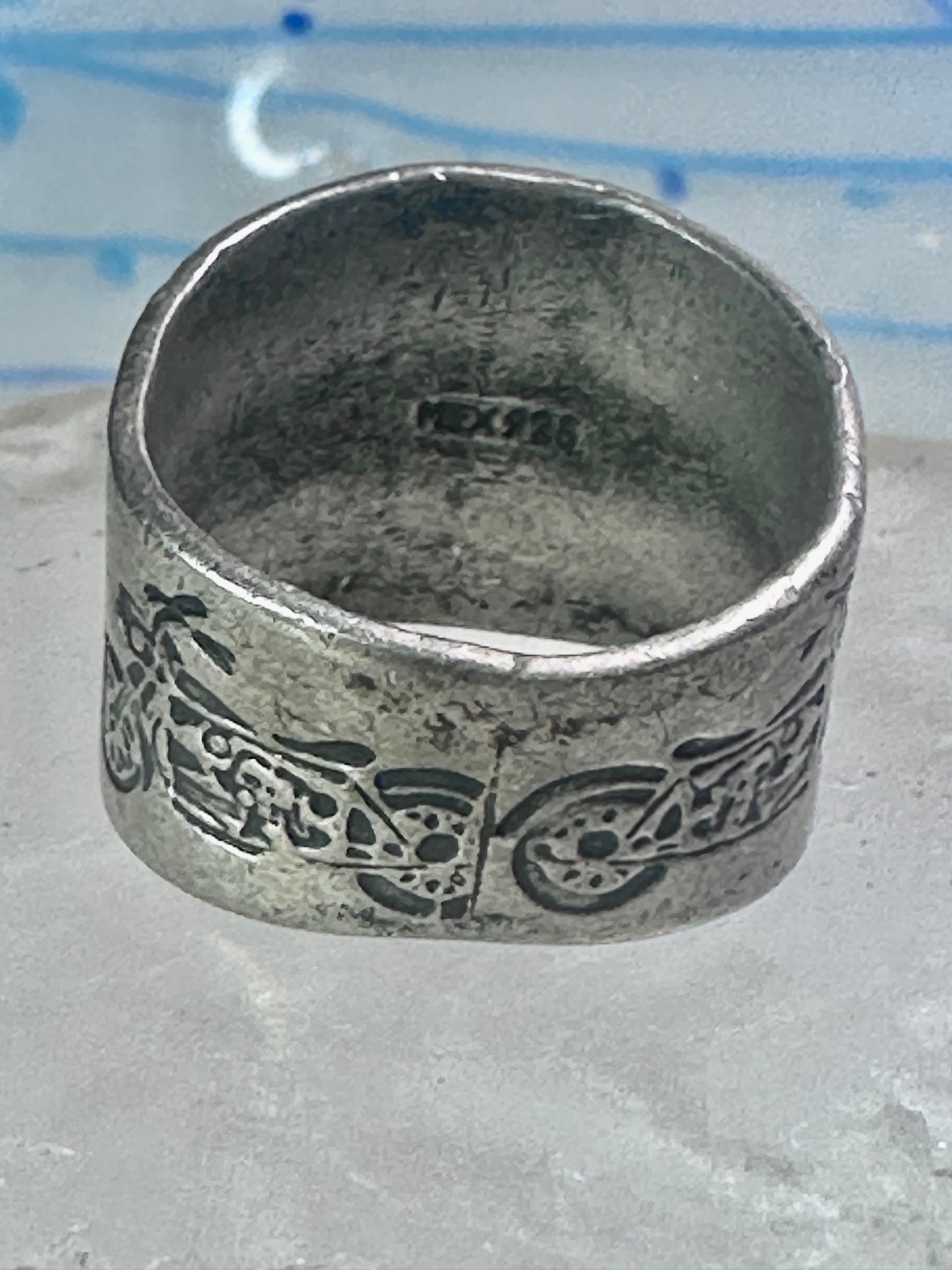 Harley Davidson ring biker motorcycle Mexico band size 8.75 sterling silver women men