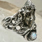 Lady face ring Art deco Nouveau style lab opal size 4.5 sterling silver women