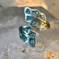 Wrap Around ring turquoise chips band leaves Mexico sterling silver size 9.50 women
