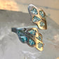 Wrap Around ring turquoise chips band leaves Mexico sterling silver size 9.50 women