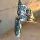 Wrap Around ring turquoise chips band leaves Mexico sterling silver size 9.50 women