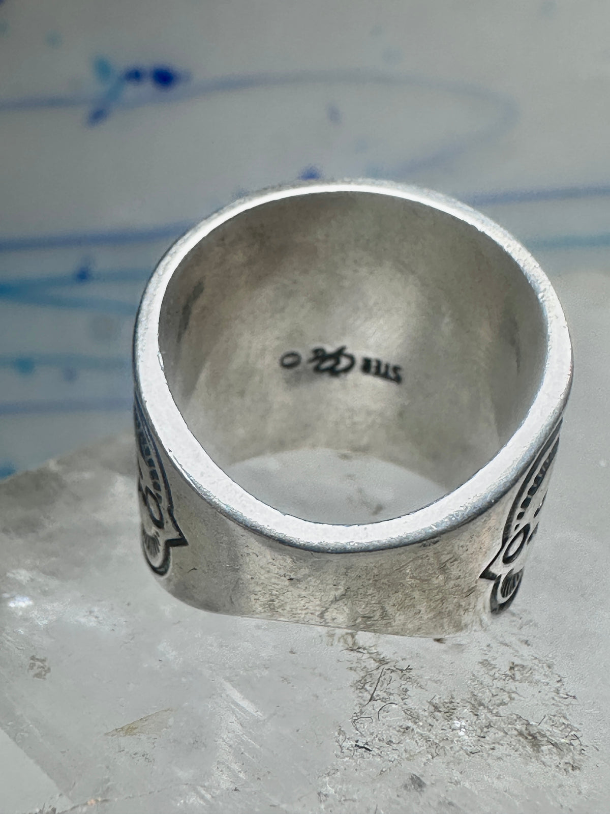 Carolyn Pollack Relios Vintage Sterling Silver Wide Stamped Cigar Band Ring Size 6.75 10.6g 925