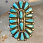 Long Zuni ring petite point vintage turquoise sterling silver size 5.75 wome