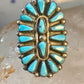 Long Zuni ring petite point vintage turquoise sterling silver size 5.75 wome