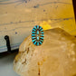 Long Zuni ring petite point vintage turquoise sterling silver size 5.75 wome
