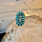 Long Zuni ring petite point vintage turquoise sterling silver size 5.75 wome