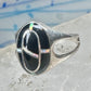 Vintage Sterling Silver Black Onyx Opal Inlay Oval Ring Size 7.75 4.7g 925