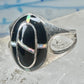 Vintage Sterling Silver Black Onyx Opal Inlay Oval Ring Size 7.75 4.7g 925