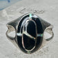 Vintage Sterling Silver Black Onyx Opal Inlay Oval Ring Size 7.75 4.7g 925