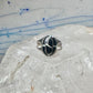 Vintage Sterling Silver Black Onyx Opal Inlay Oval Ring Size 7.75 4.7g 925