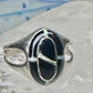 Vintage Sterling Silver Black Onyx Opal Inlay Oval Ring Size 7.75 4.7g 925