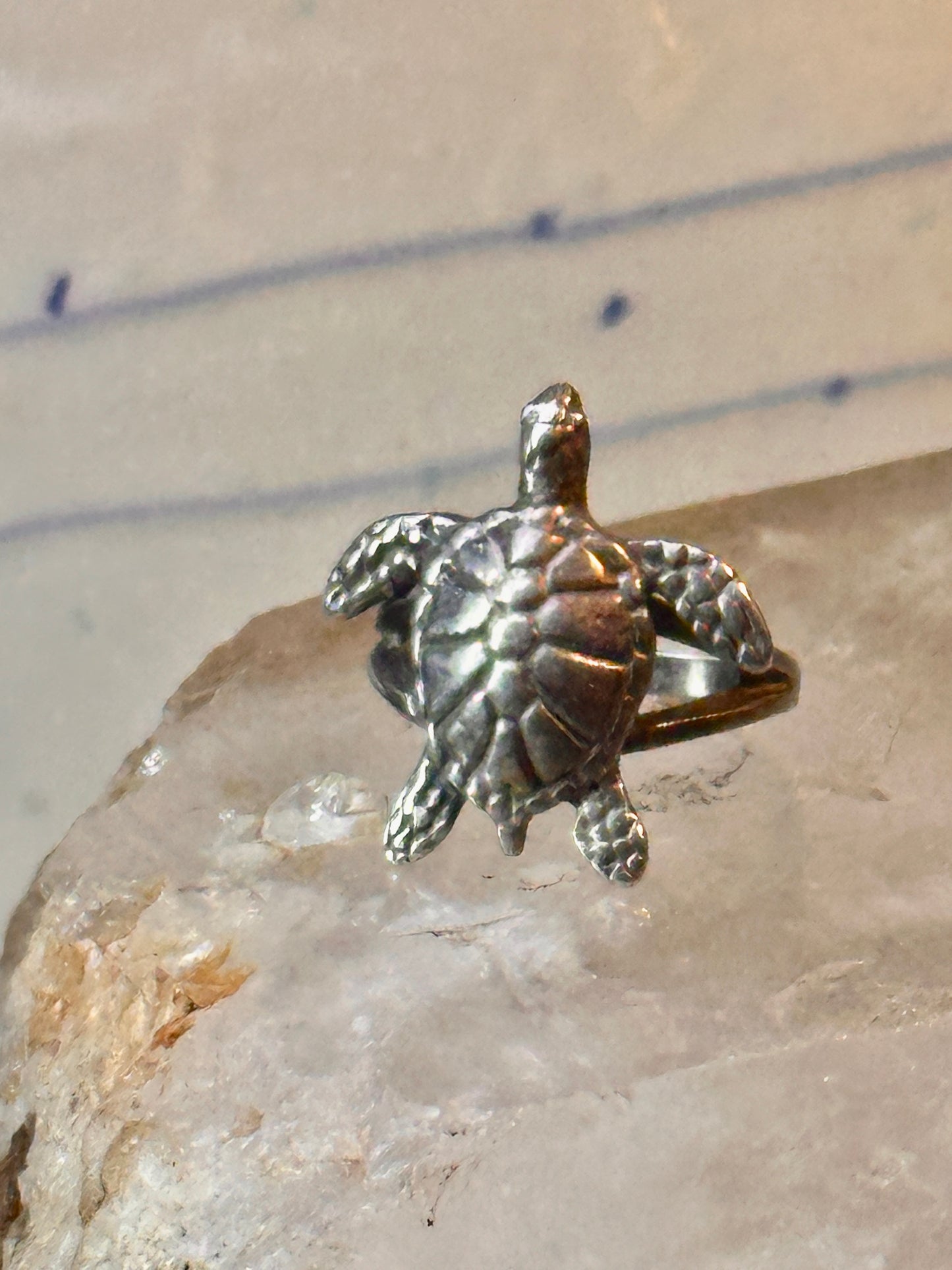 Sea Turtle ring Kabana band vintage turquoise sterling silver size 5.75 women