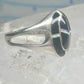 Vintage Sterling Silver Black Onyx Opal Inlay Oval Ring Size 7.75 4.7g 925