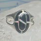 Vintage Sterling Silver Black Onyx Opal Inlay Oval Ring Size 7.75 4.7g 925