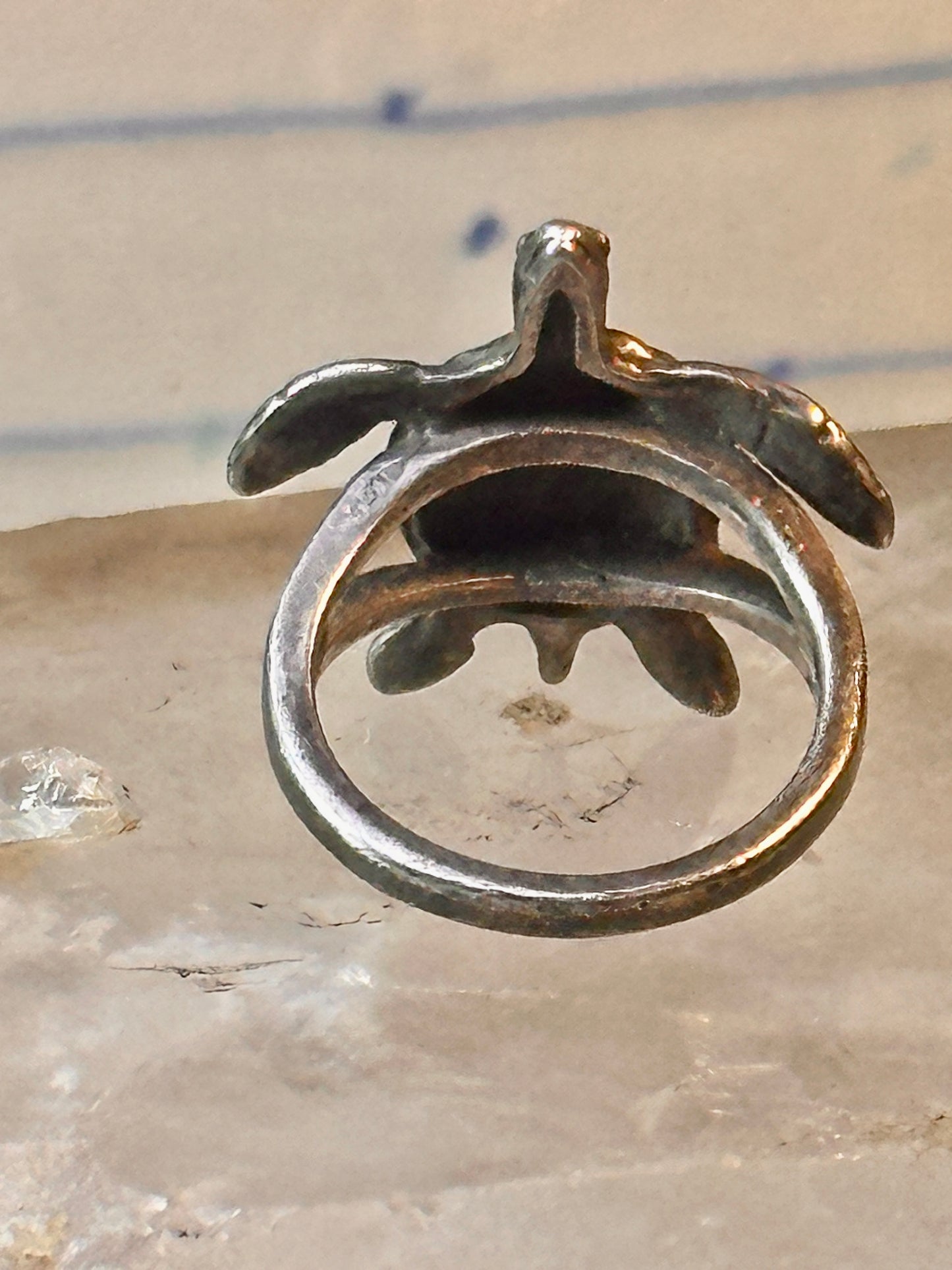 Sea Turtle ring Kabana band vintage turquoise sterling silver size 5.75 women