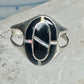 Vintage Sterling Silver Black Onyx Opal Inlay Oval Ring Size 7.75 4.7g 925