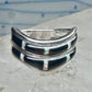 Vintage Sunbell Sterling Silver Black Onyx &amp; Opal Inlay Band Ring Size 7.75 4.7g