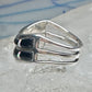 Vintage Sunbell Sterling Silver Black Onyx &amp; Opal Inlay Band Ring Size 7.75 4.7g