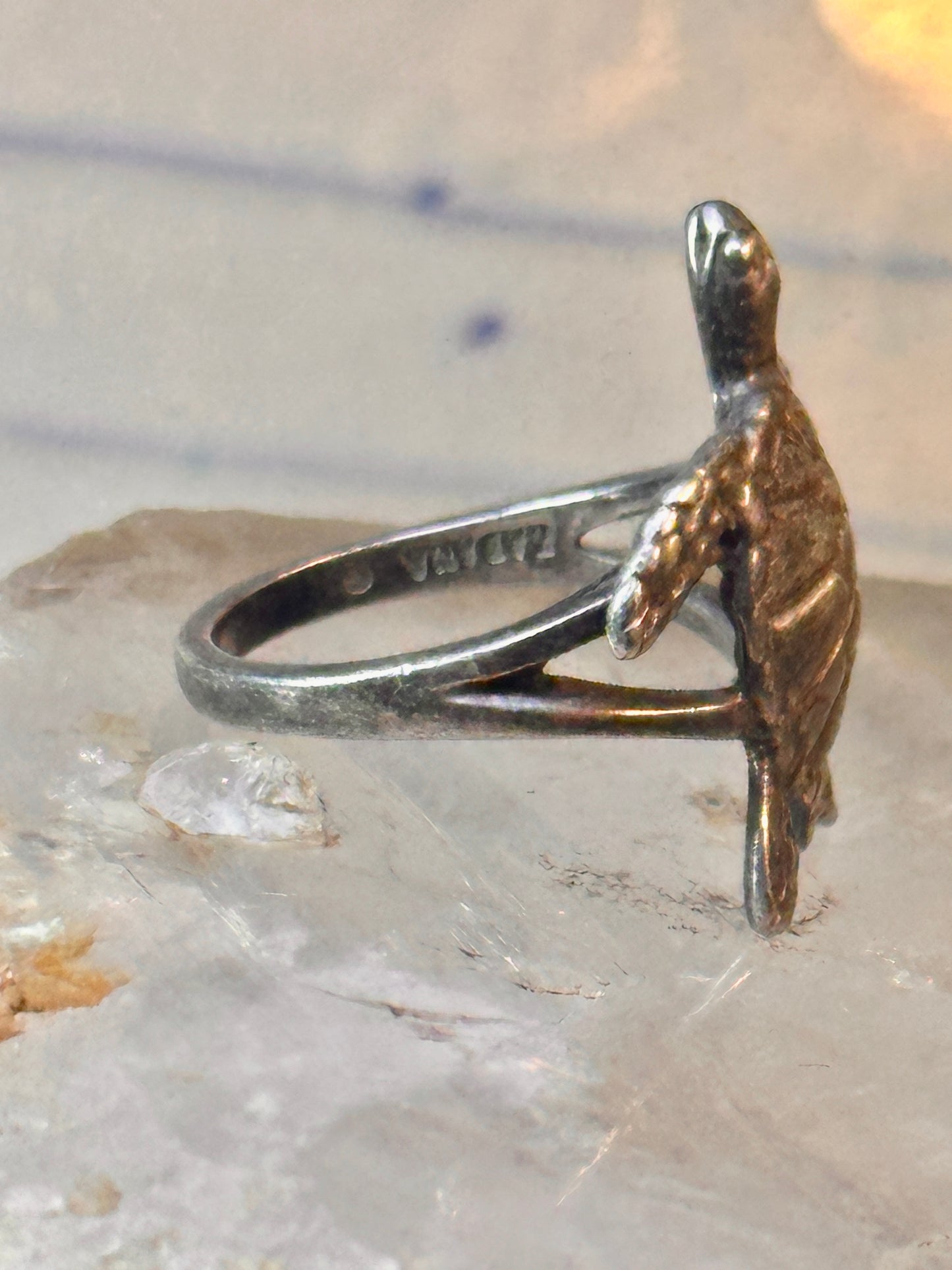 Sea Turtle ring Kabana band vintage turquoise sterling silver size 5.75 women