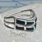 Vintage Sunbell Sterling Silver Black Onyx &amp; Opal Inlay Band Ring Size 7.75 4.7g