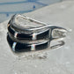 Vintage Sunbell Sterling Silver Black Onyx &amp; Opal Inlay Band Ring Size 7.75 4.7g