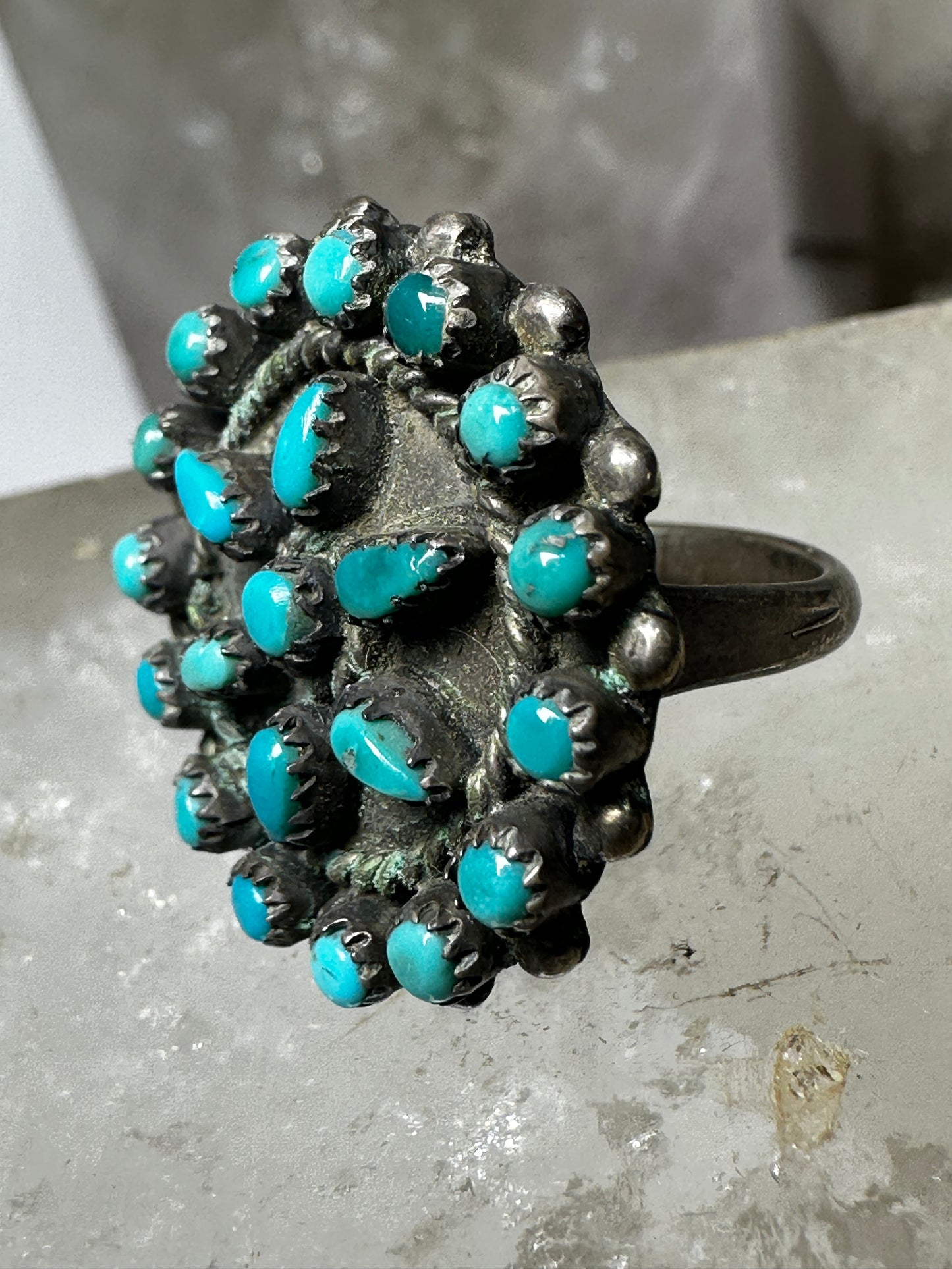 Zuni ring turquoise flower size 4.25 sterling silver women