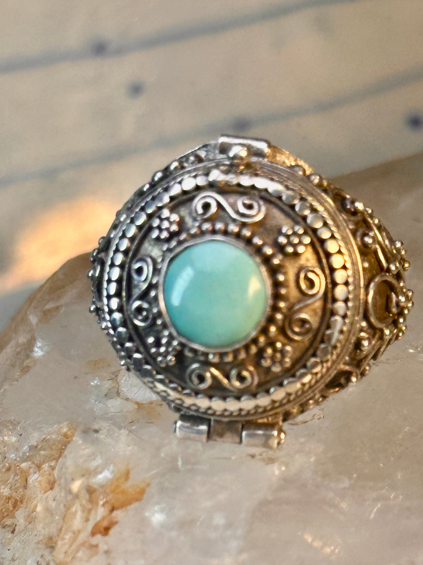 Poison ring turquoise boho vintage sterling silver size 9.25 women