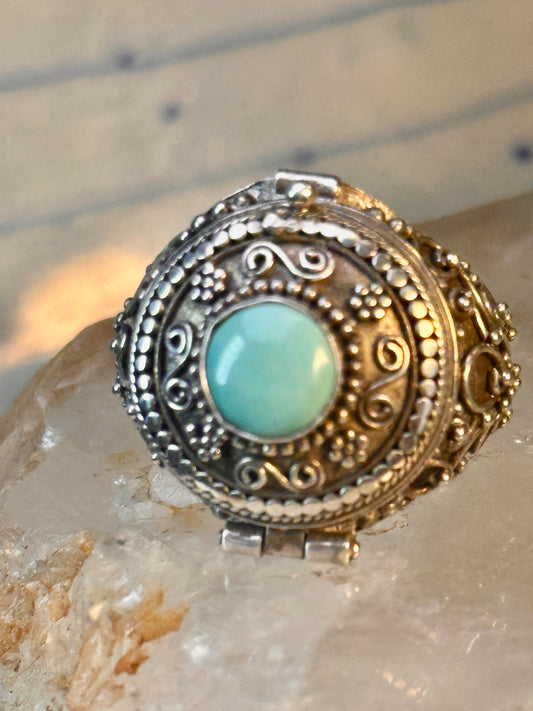 Poison ring turquoise boho vintage sterling silver size 9.25 women
