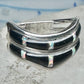 Vintage Sunbell Sterling Silver Black Onyx &amp; Opal Inlay Band Ring Size 7.75 4.7g