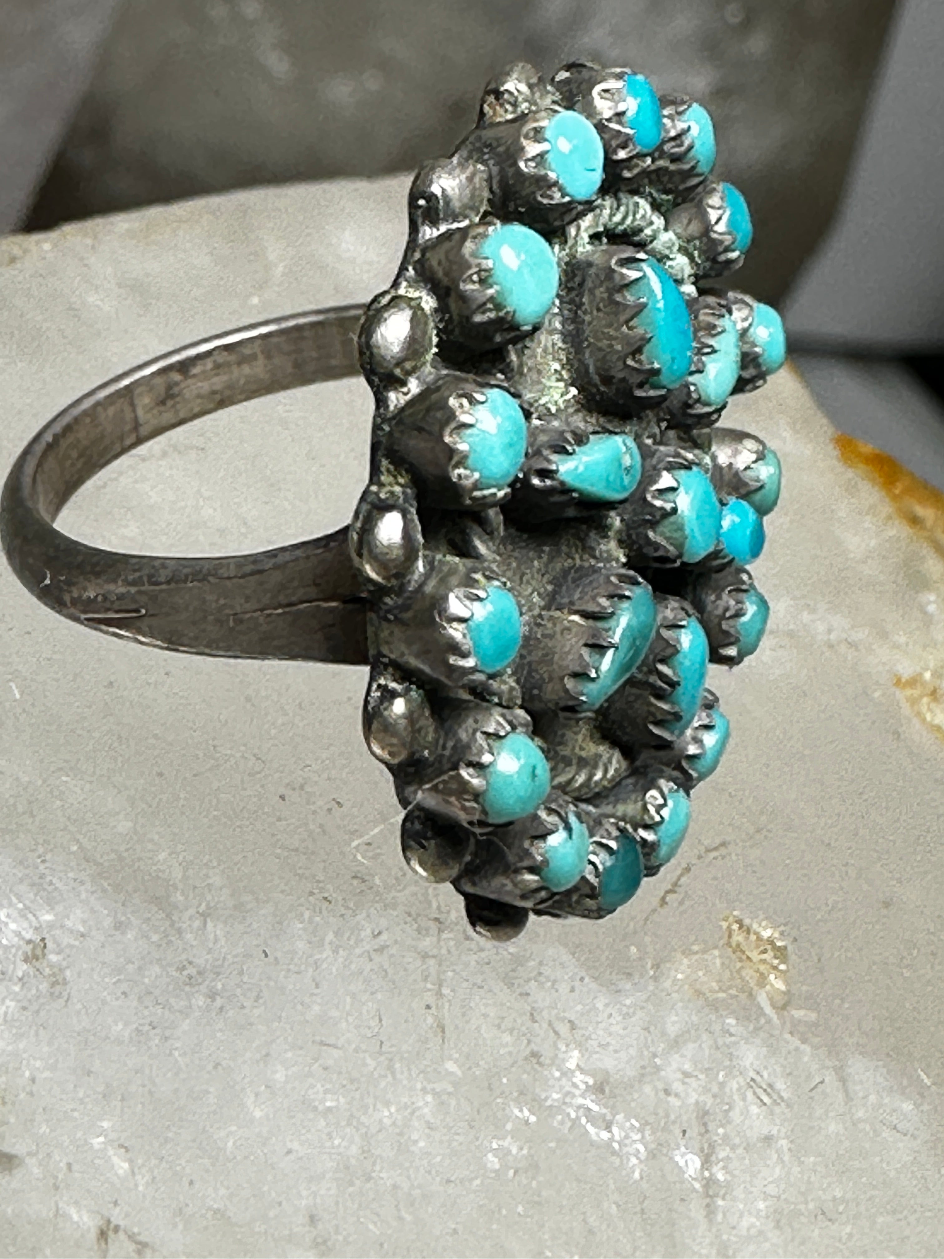 Vintage Large Zuni Sterling Silver Turquoise 2024 Ring