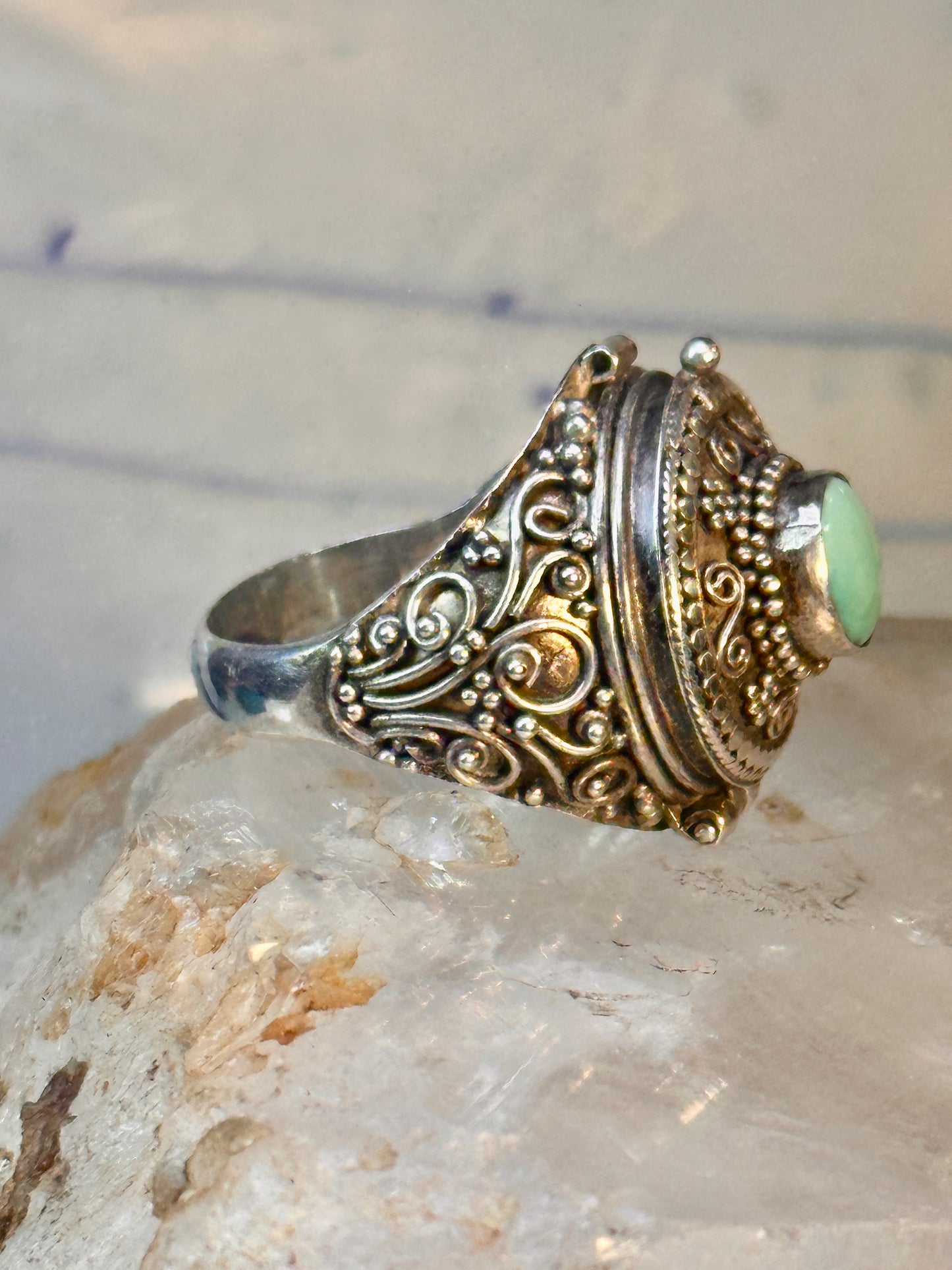 Poison ring turquoise boho vintage sterling silver size 9.25 women