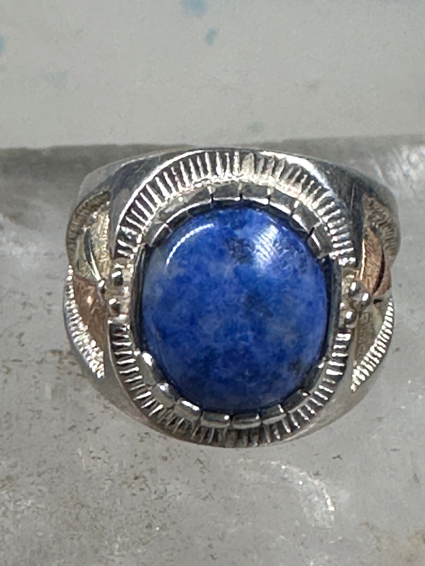 Black Hills Gold ring leaves blue lapis band size 6 sterling silver women men