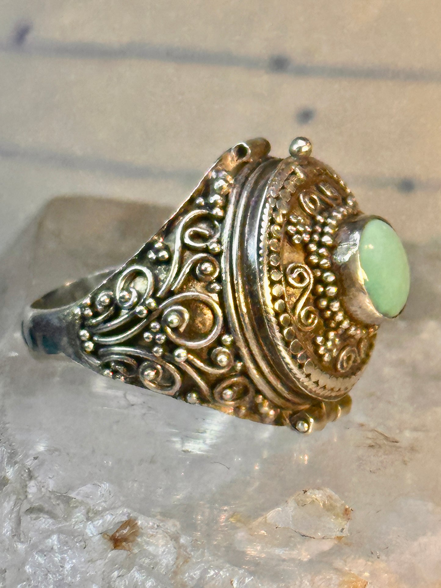 Poison ring turquoise boho vintage sterling silver size 9.25 women