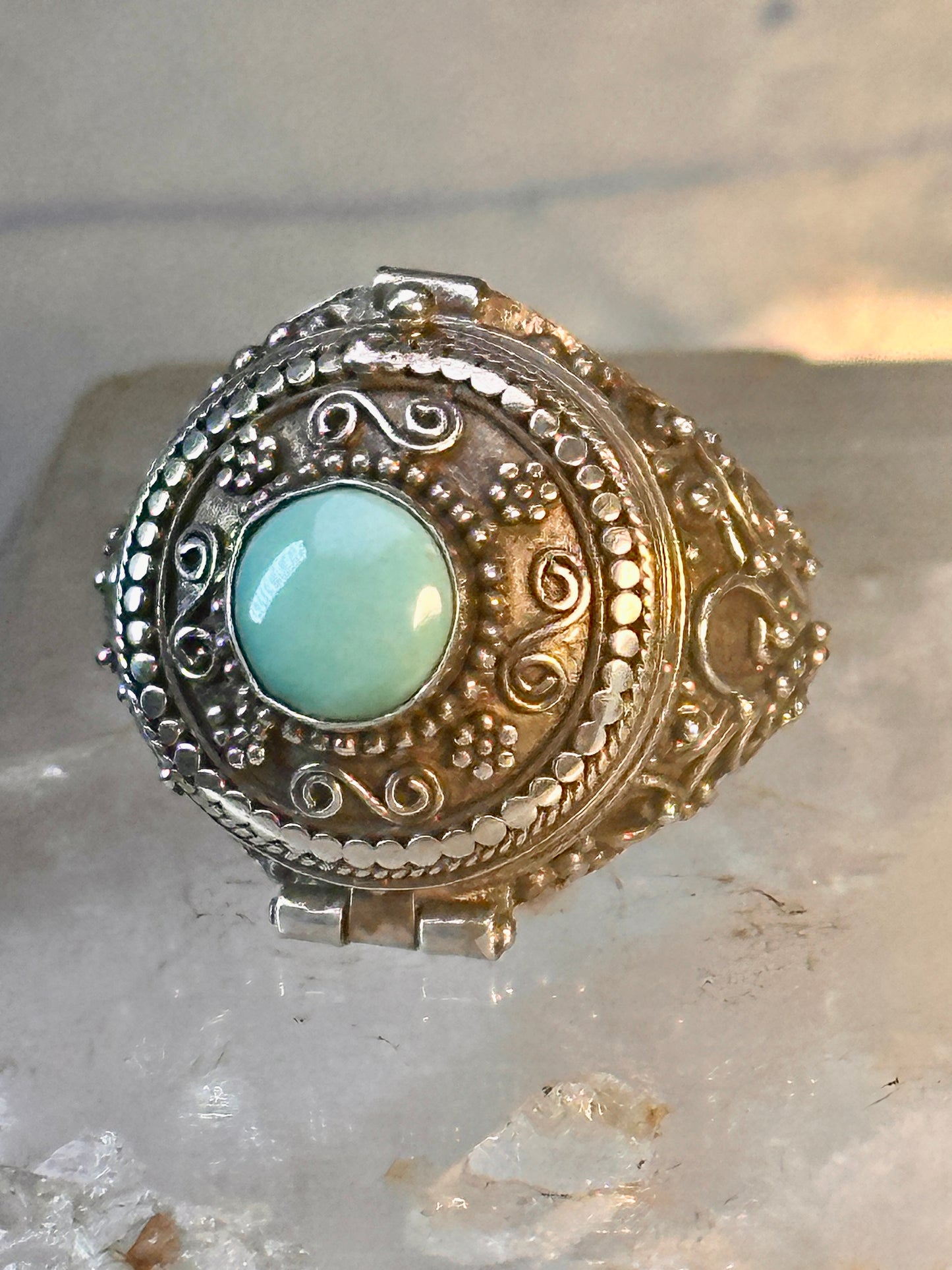 Poison ring turquoise boho vintage sterling silver size 9.25 women