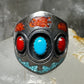 Turquoise ring coral Navajo Roie Jaque size 9.50 sterling silver women