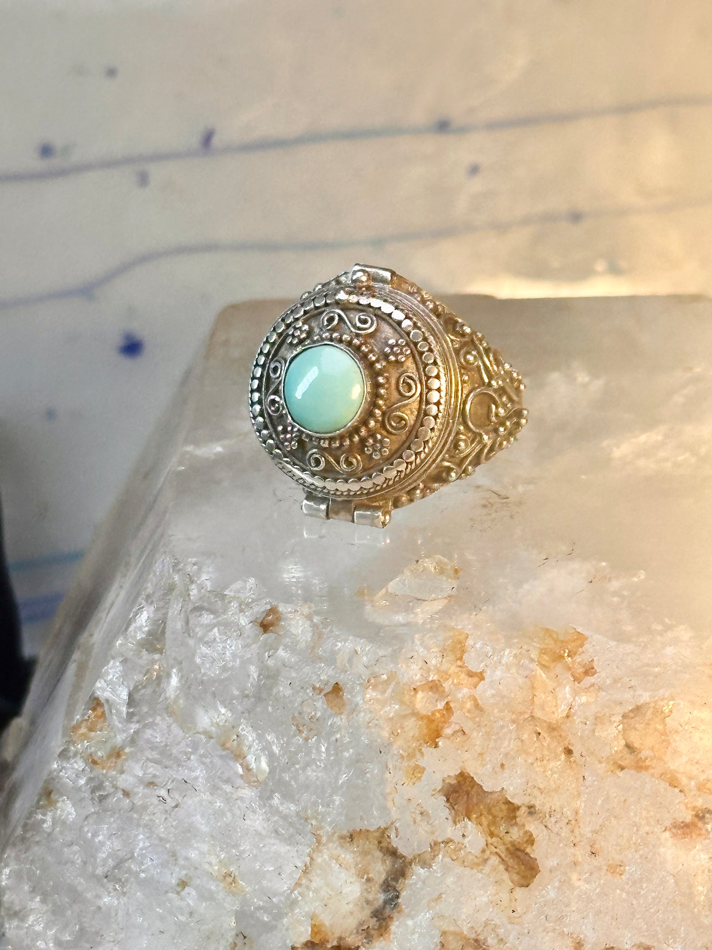 Poison ring turquoise boho vintage sterling silver size 9.25 women