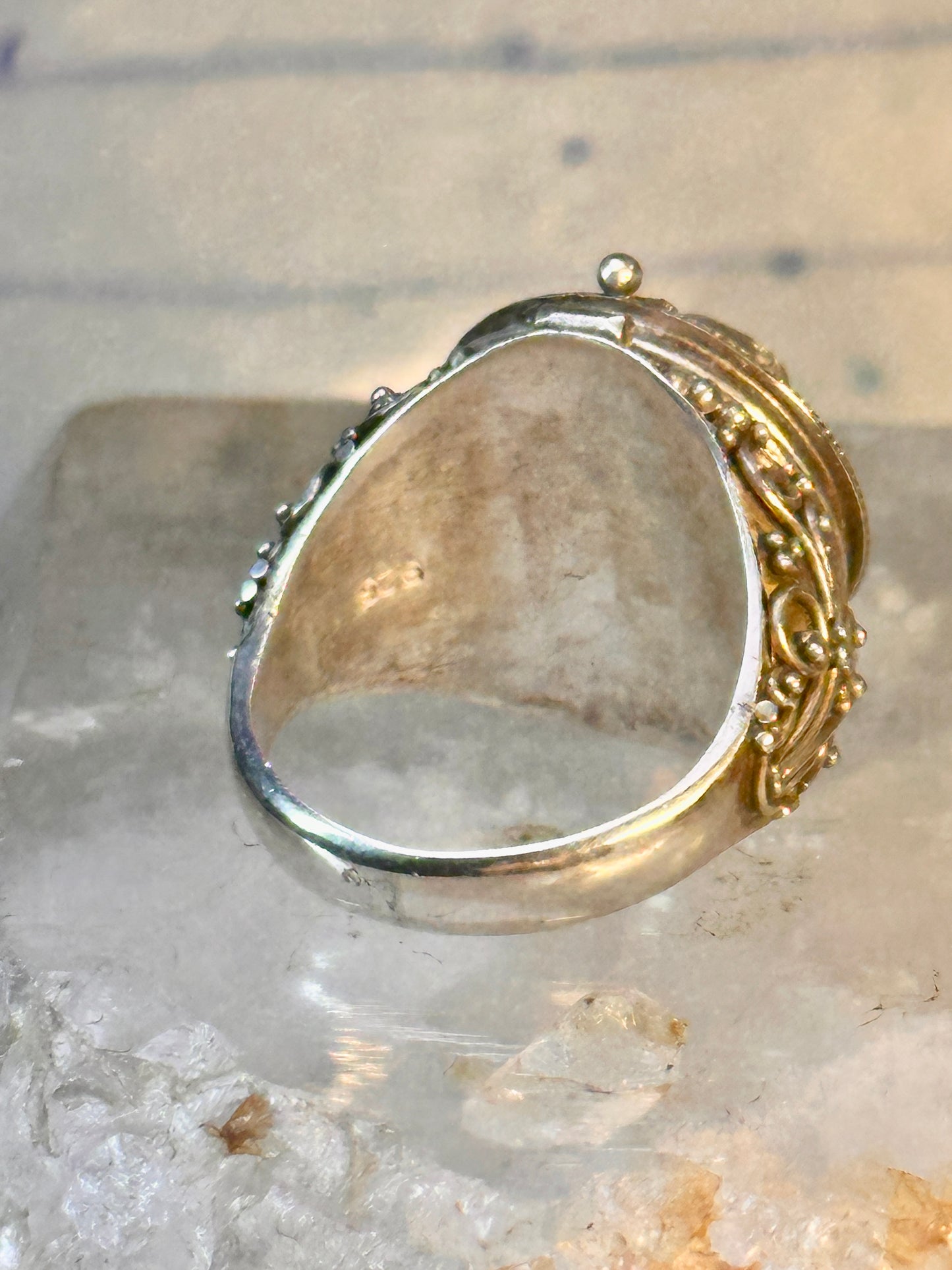 Poison ring turquoise boho vintage sterling silver size 9.25 women
