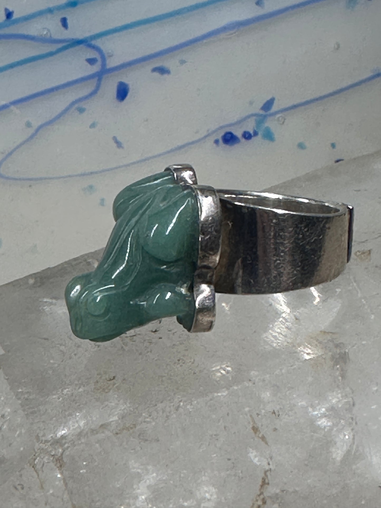 Vintage Frog ring Sajen Jade size 6 sterling silver women